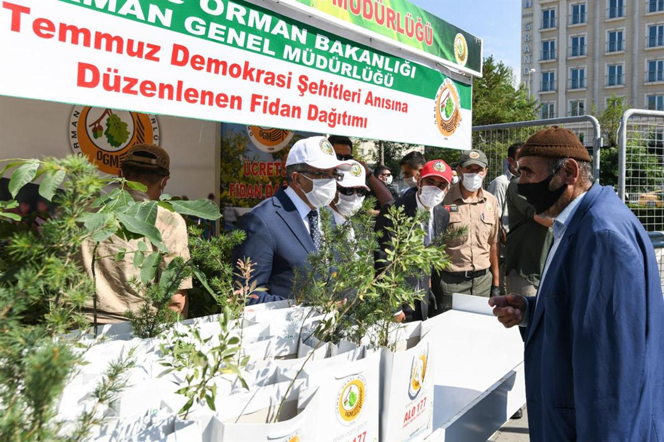 Vali Bilmez, 15 Temmuz anısına vatandaşlara fidan dağıttı
